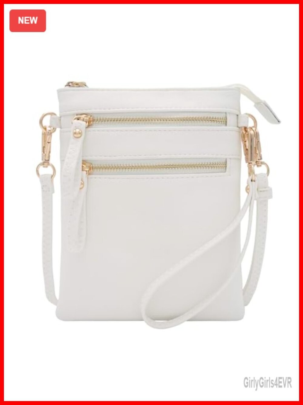 Faux Leather Crossbody Bag with Detachable Wristlet, Multi Pockets, Lightweight